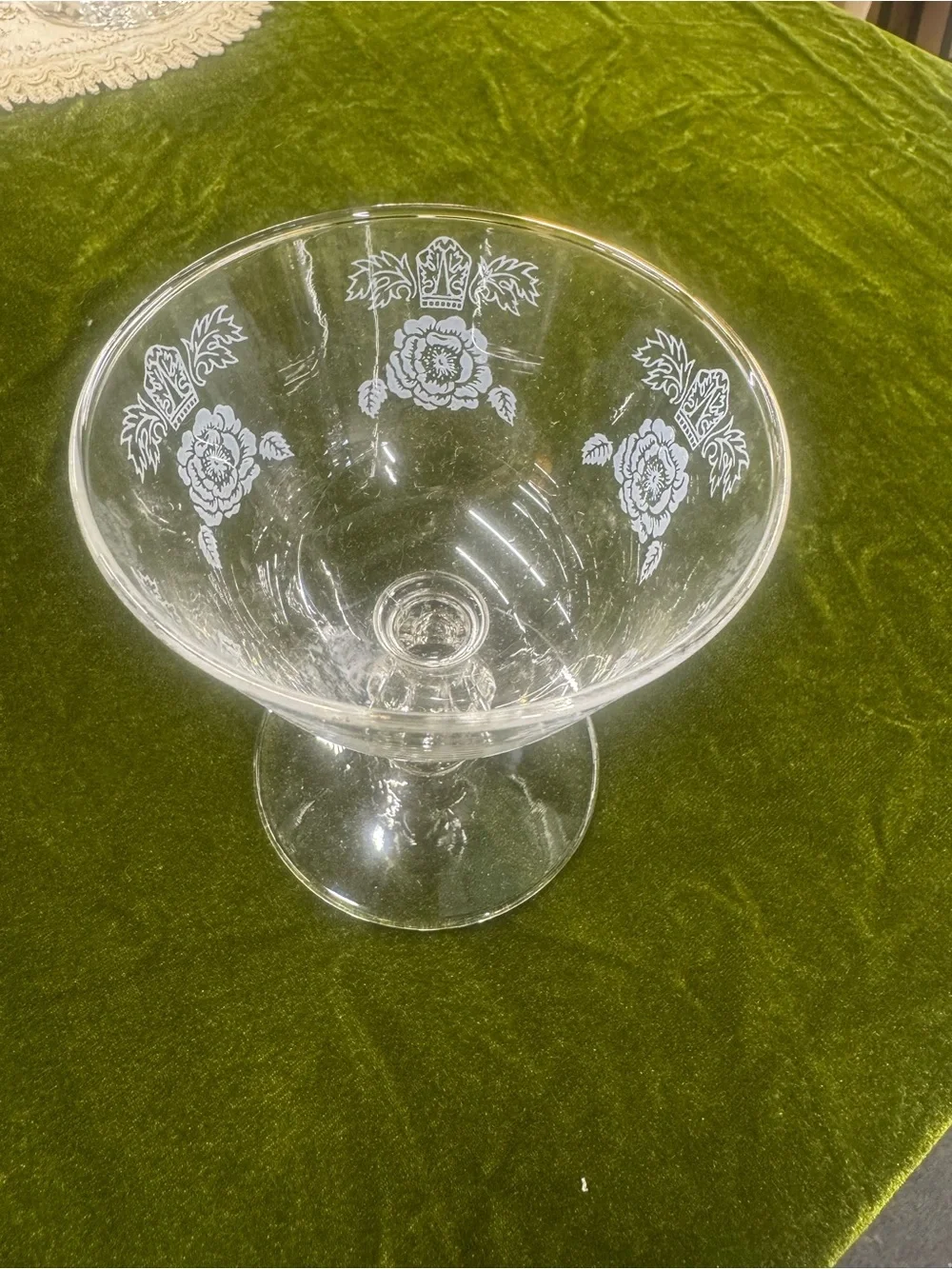 Vintage Etched Glass Dessert Coupe - SET OF 4